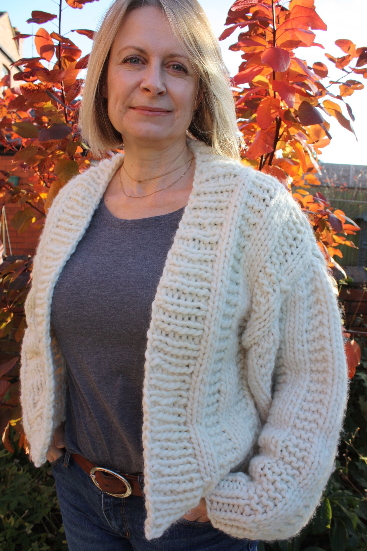 Chunky Knit Ribbed Cardigan Knitting Pattern - Golden Hour Cardigan - King & Eye