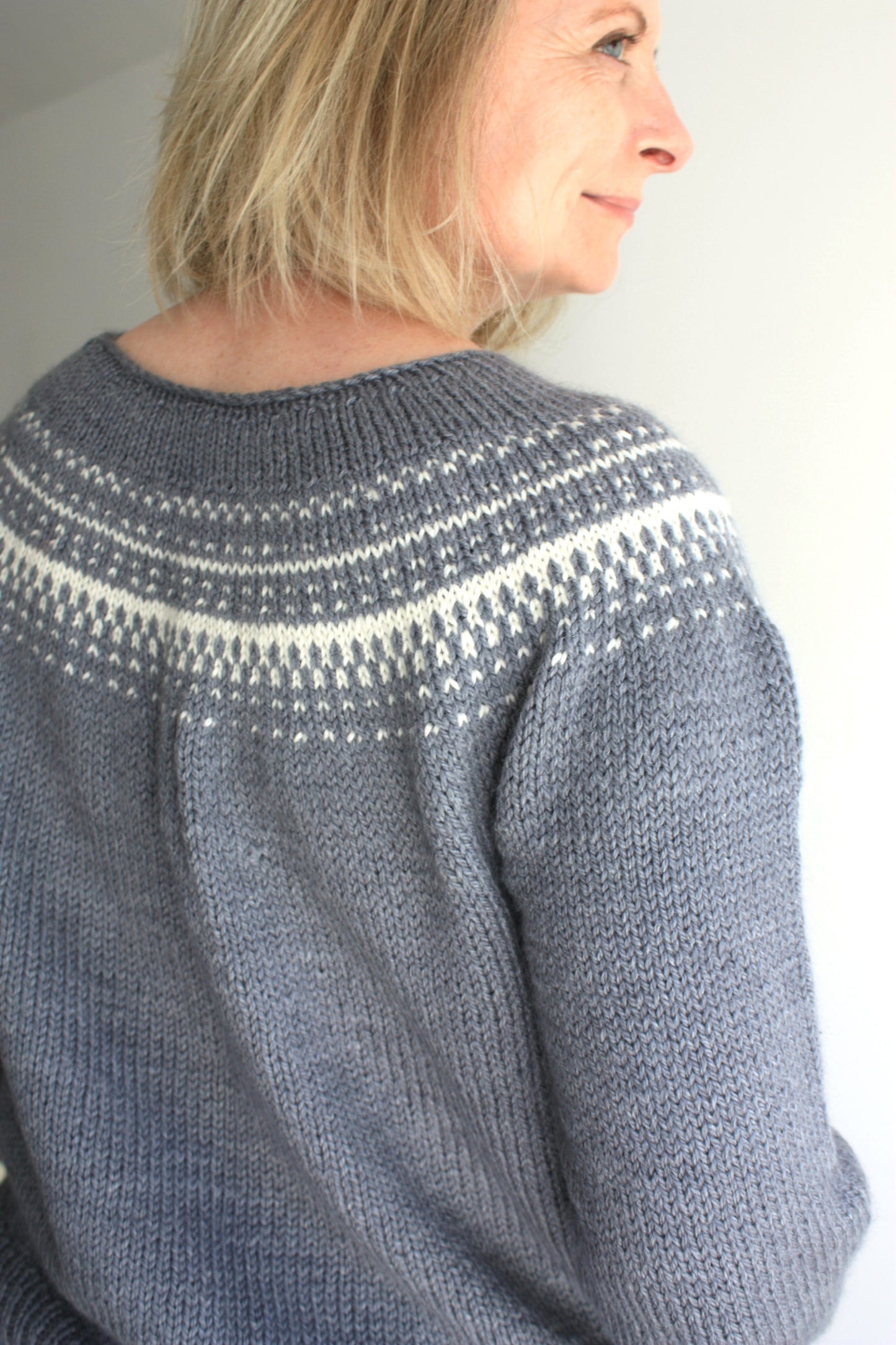Easy Colorwork Seamless Top Down Sweater - Sarek Sweater - King & Eye