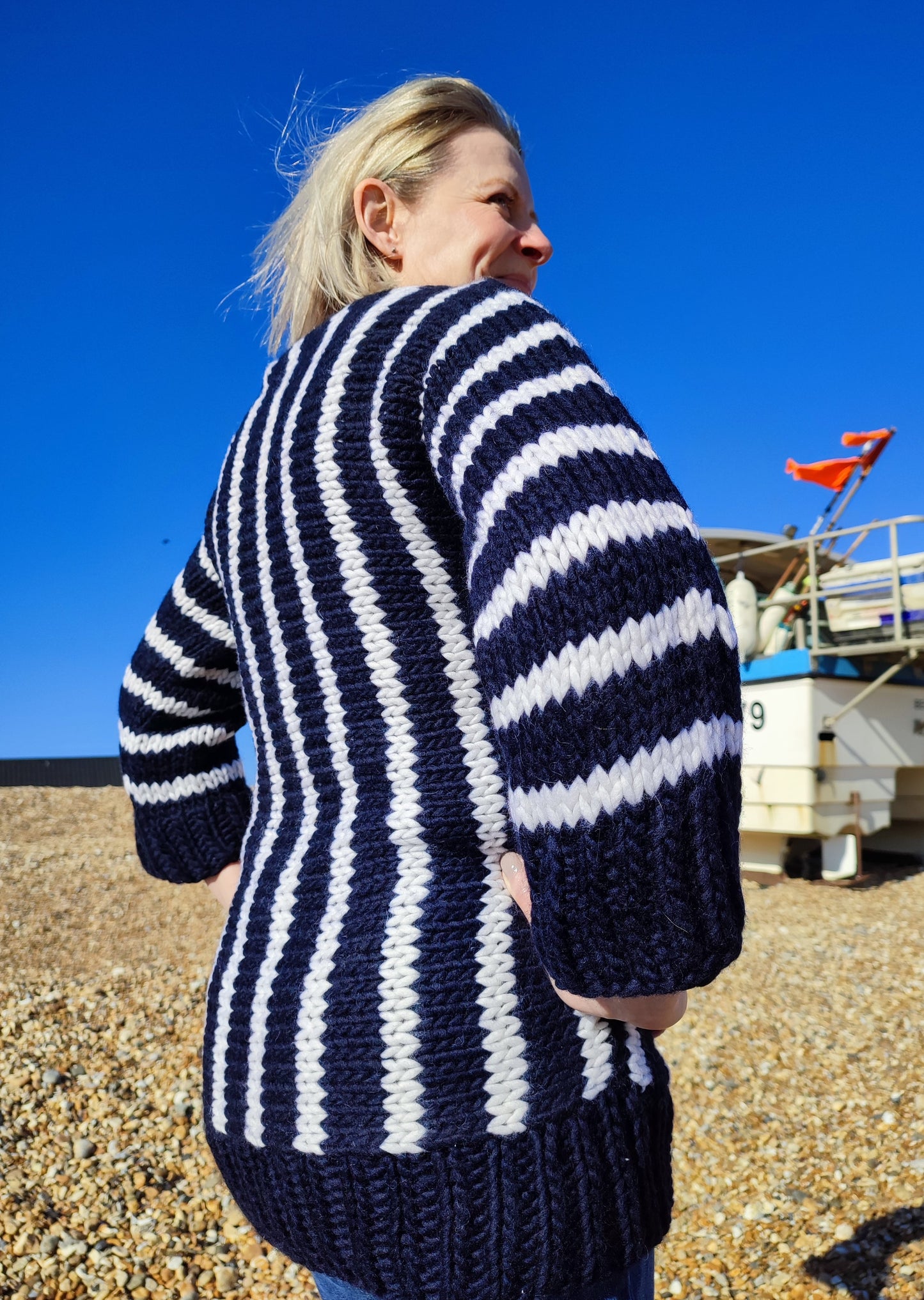 Chunky Striped Sweater Knitting Pattern - Sandgate Sweater - King & Eye