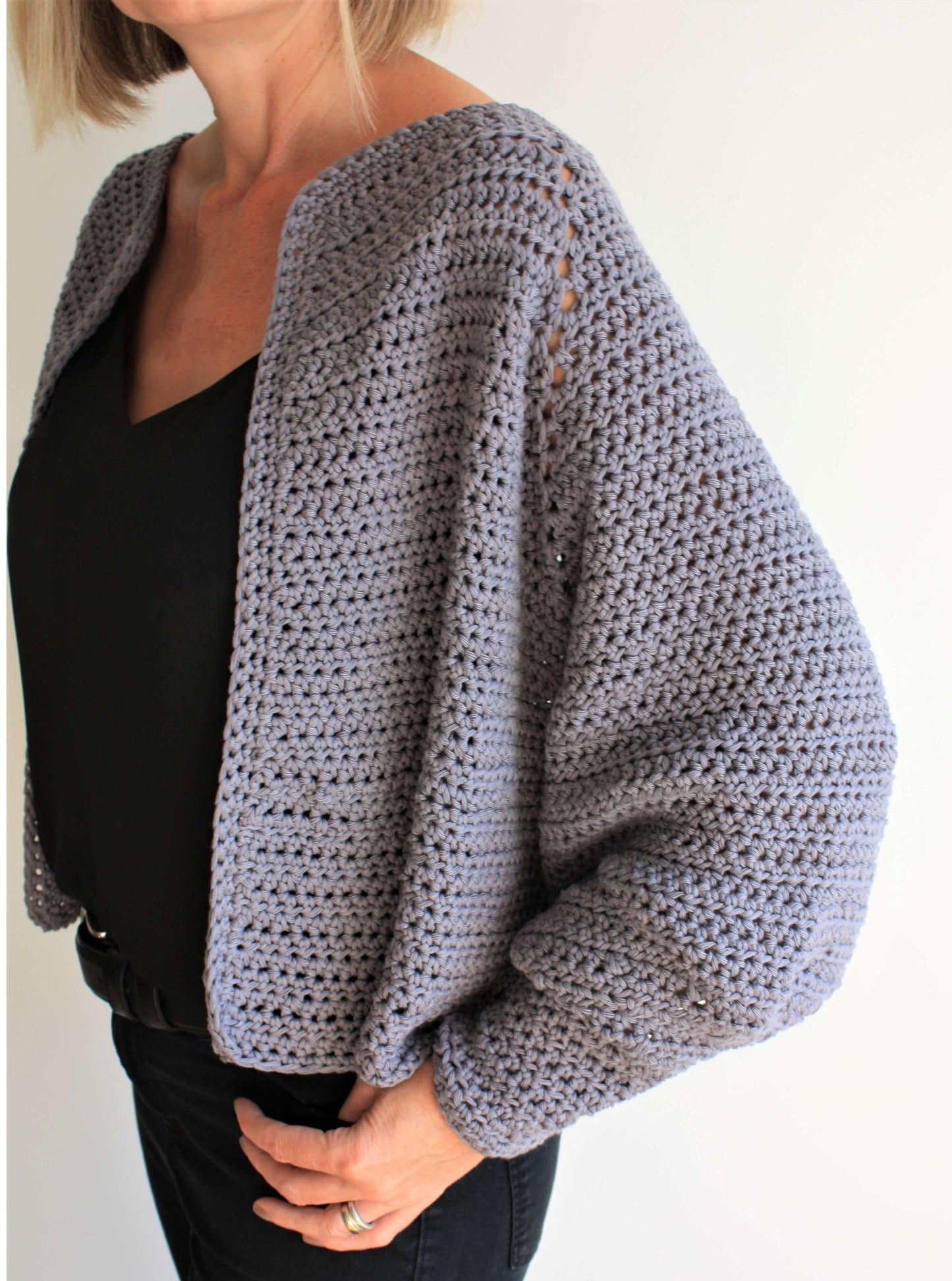 Easy Crochet Pattern - Balloon Sleeve Cardigan - King & Eye