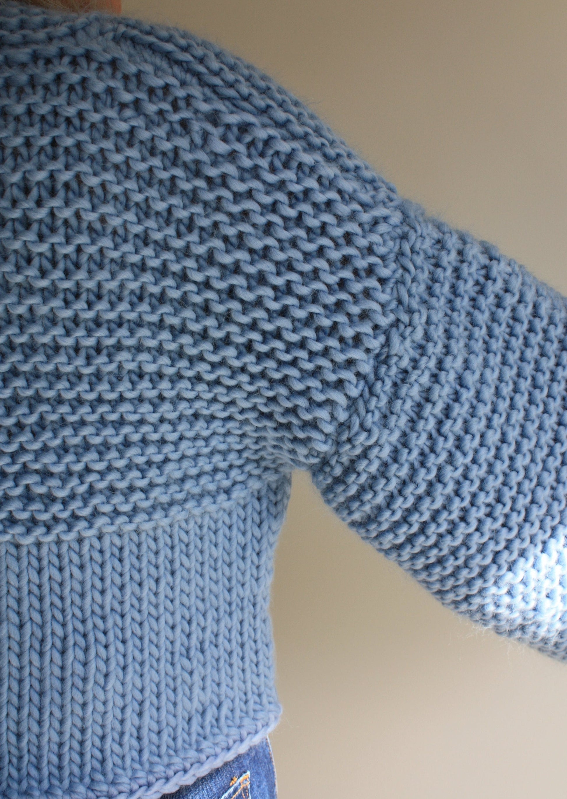 Easy Knitting Pattern - Carla Chunky Knit Cropped Cardigan Pattern - King & Eye