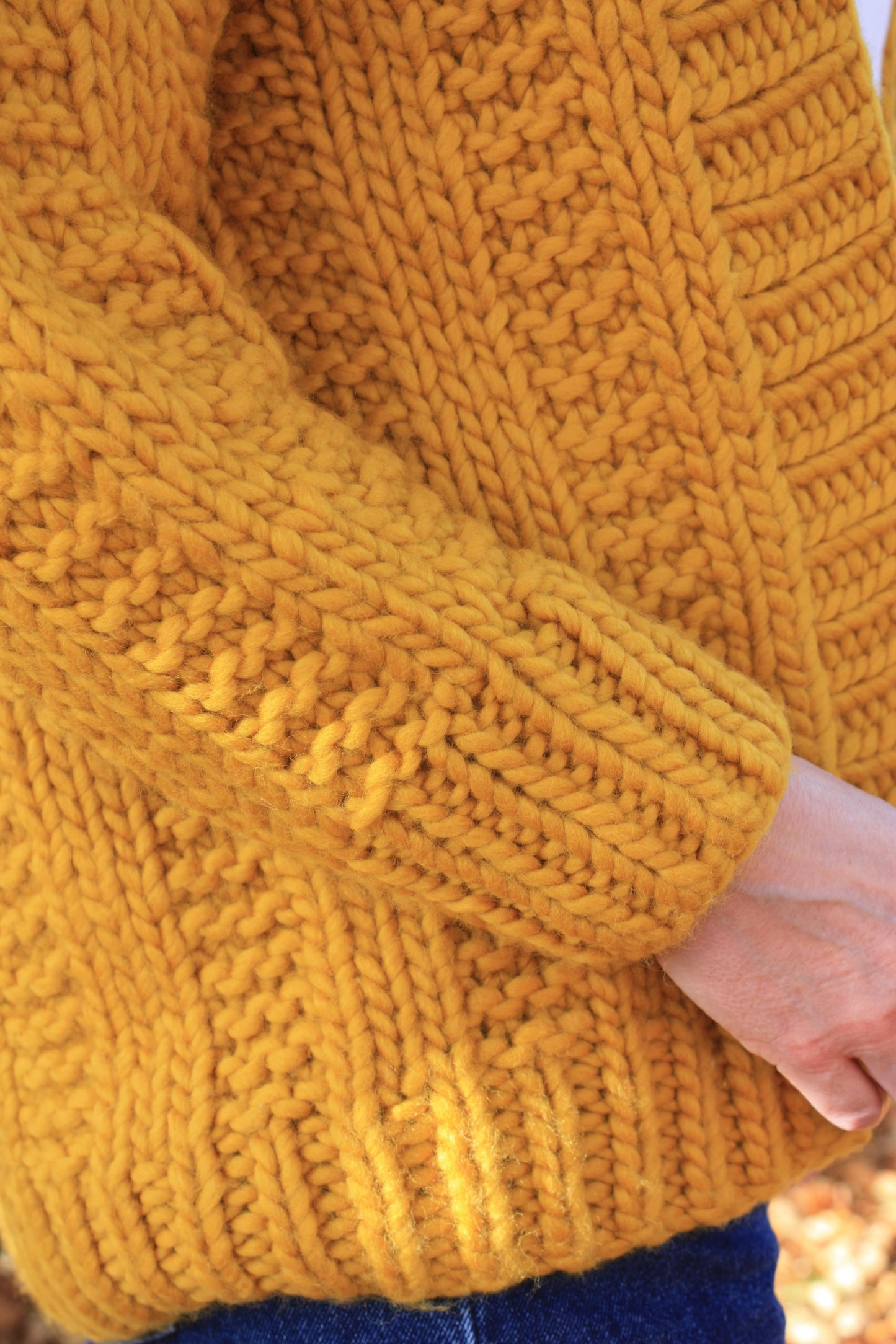 Chunky Knit Ribbed Cardigan Knitting Pattern - Golden Hour Cardigan - King & Eye