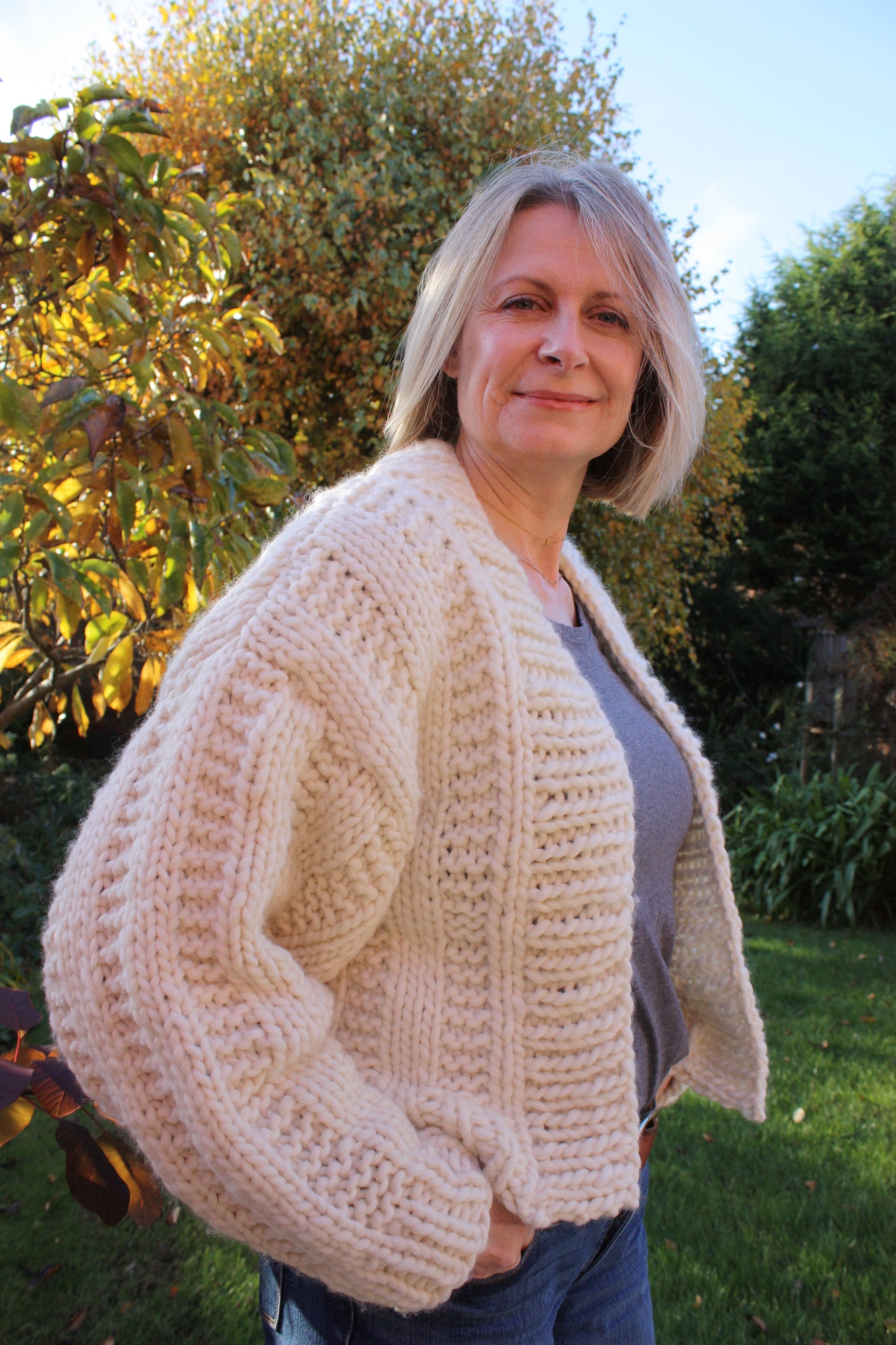 Chunky Knit Ribbed Cardigan Knitting Pattern - Golden Hour Cardigan - King & Eye