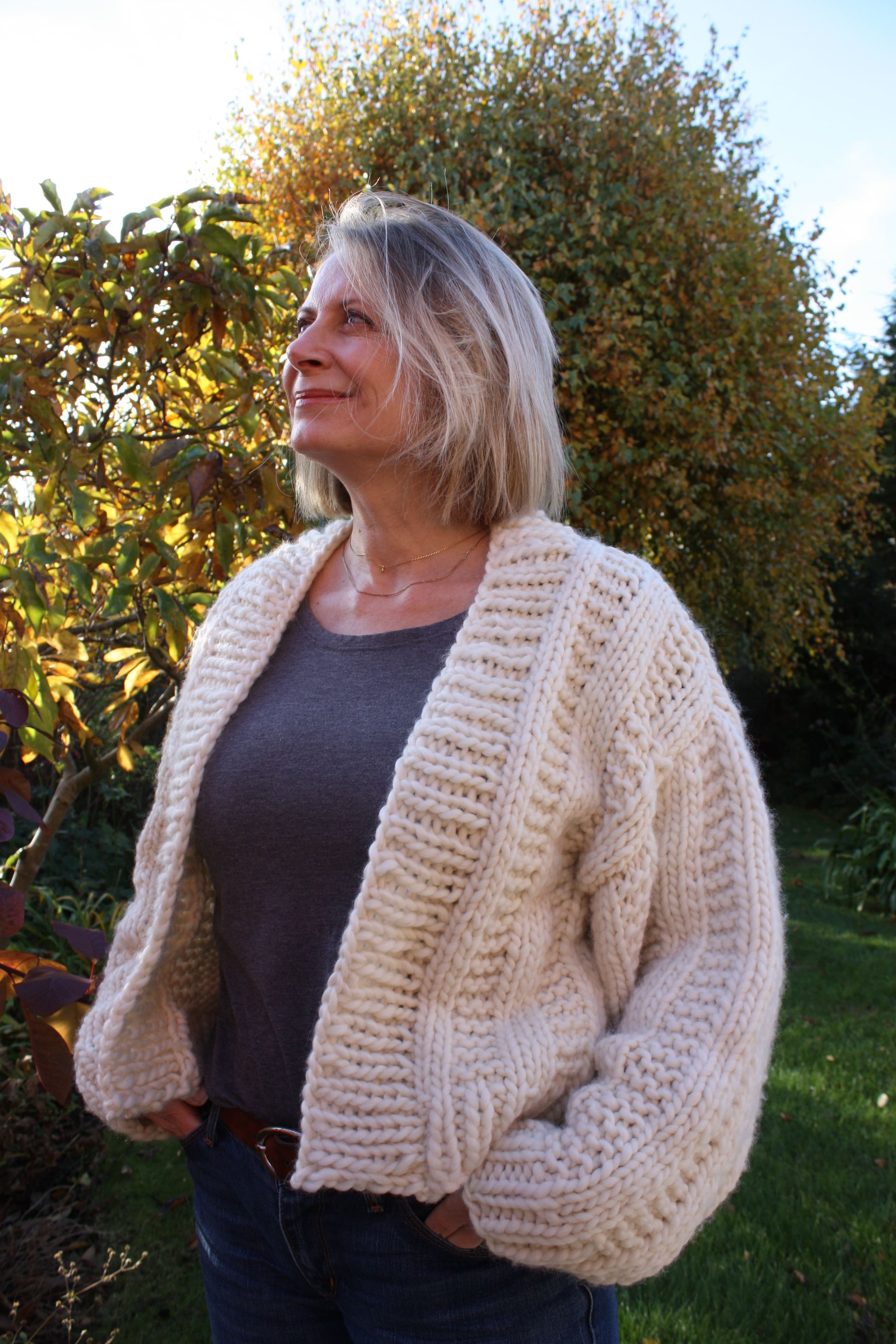 Chunky Knit Ribbed Cardigan Knitting Pattern - Golden Hour Cardigan - King & Eye
