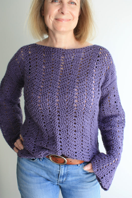 Easy Crochet Pattern - Spring Breeze Lace Sweater - King & Eye