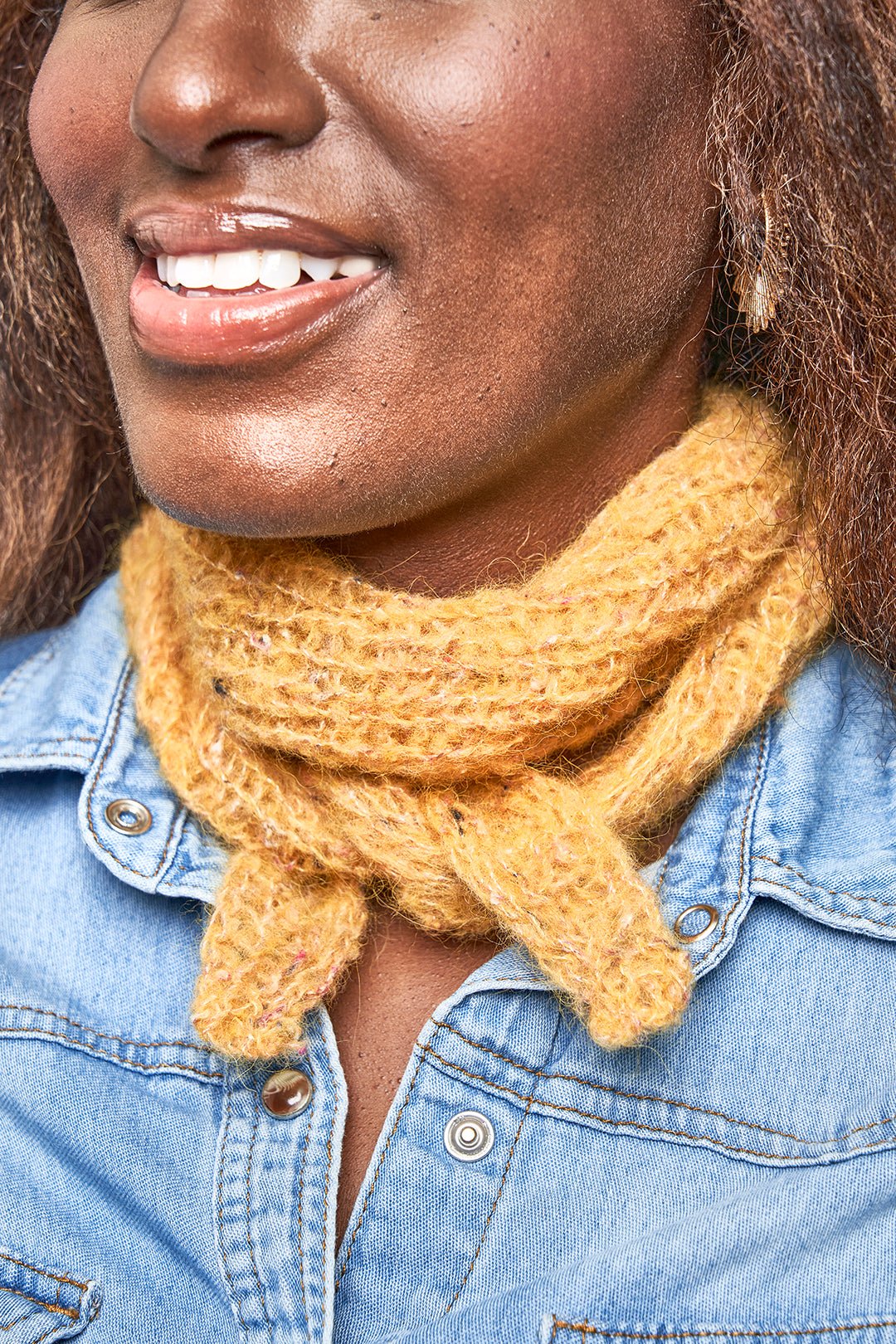 Mini Scarf Knitting Pattern – Easy Ribbed DK Scarf PDF - Cindy Scarf - King & Eye