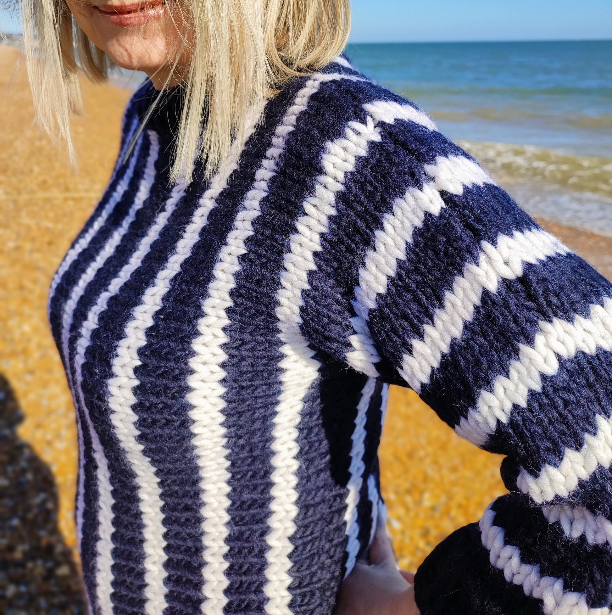 Chunky Striped Sweater Knitting Pattern - Sandgate Sweater - King & Eye
