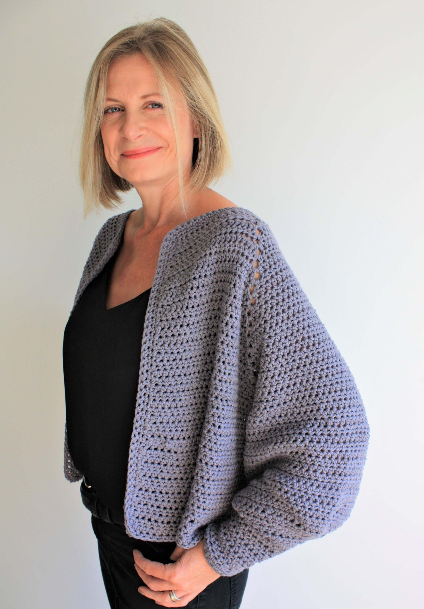 Easy Crochet Pattern - Balloon Sleeve Cardigan - King & Eye