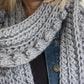 Easy Crochet Pattern - Chunky Oversized Crochet Bobble Scarf | Spots And Stripes Scarf - King & Eye