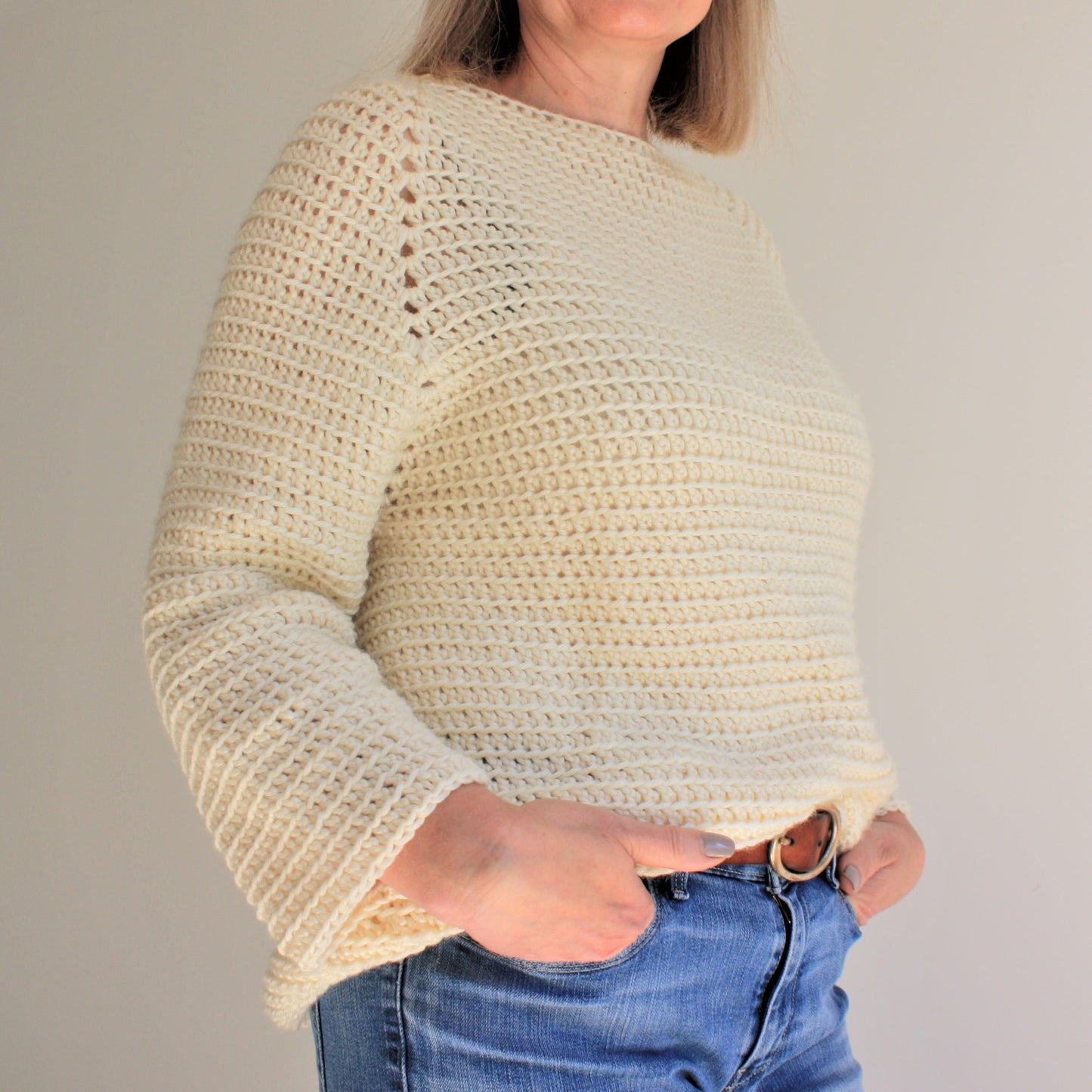Easy Crochet Pattern - Top Down Raglan | St Ives Slouchy Sweater - King & Eye