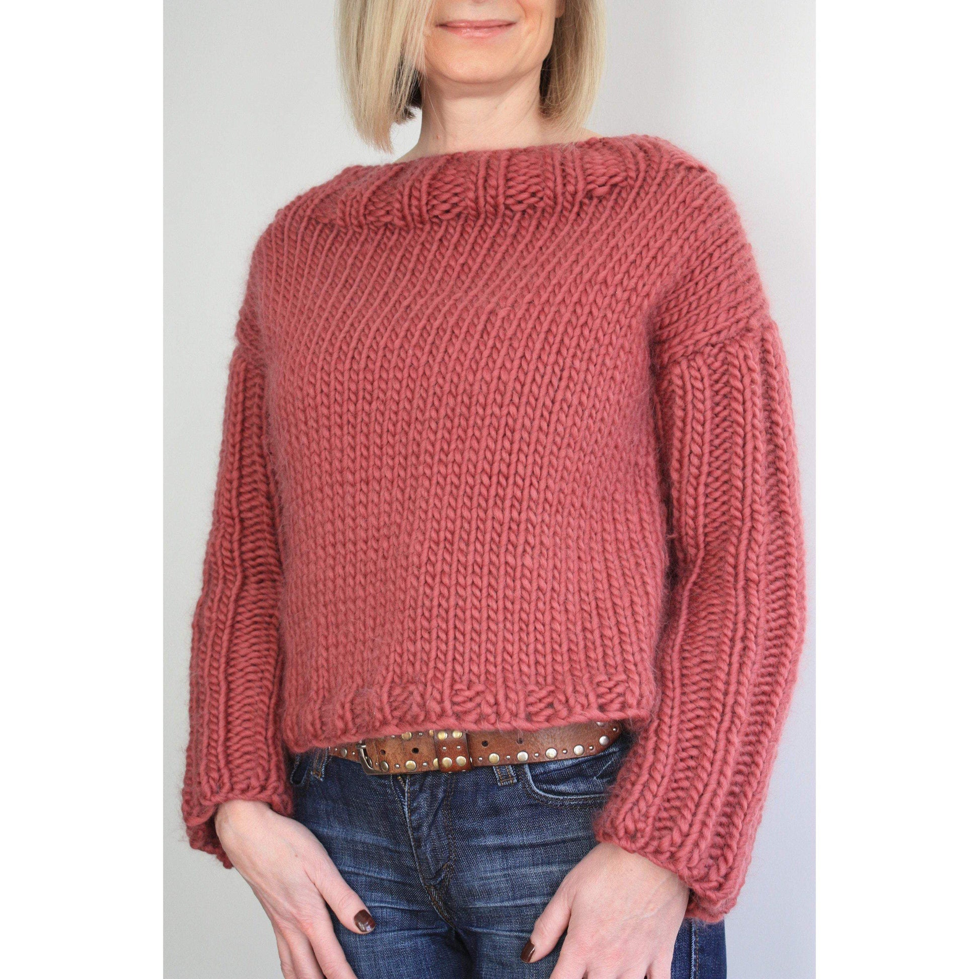 Easy Knitting Pattern - Railway Sleeve Cropped Sweater - King & Eye