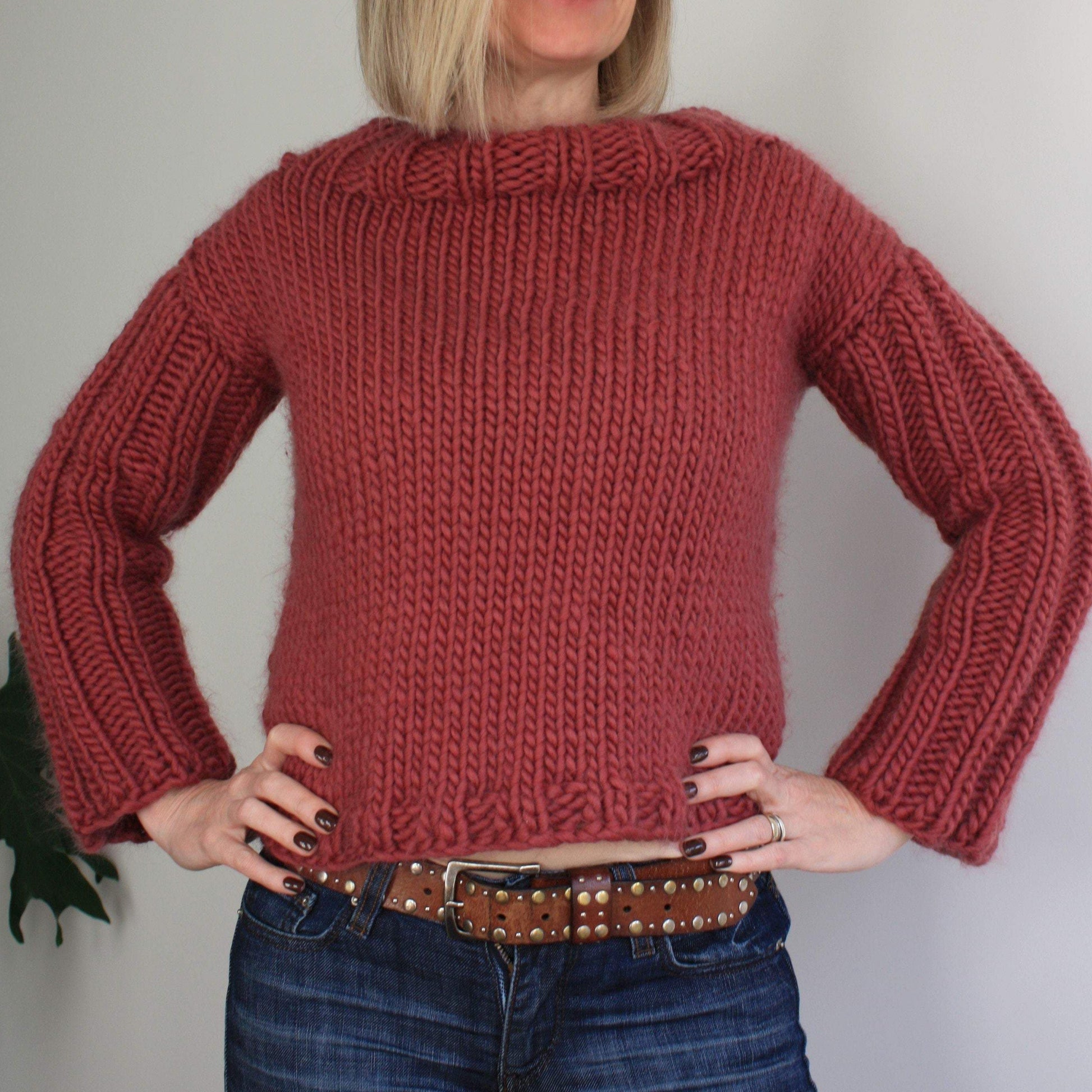 Chunky Knit Knitting Pattern Cropped Sweater Easy Knitting Pattern
