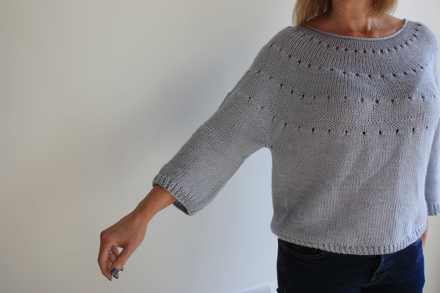 Easy Sweater Knitting Pattern - La Monnaie Blouse - King & Eye