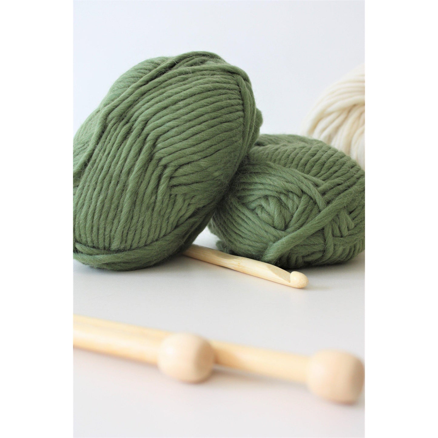 Super Chunky Pure Merino Wool Knitting Yarn - Olive Green - King & Eye